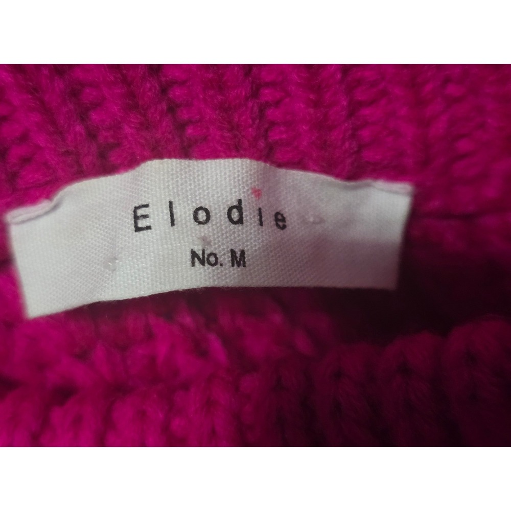 Elodie Magenta Pink Chunky Ribbed Knit Oversized Pointelle Sweater Womens Medium - Picture 8 of 8